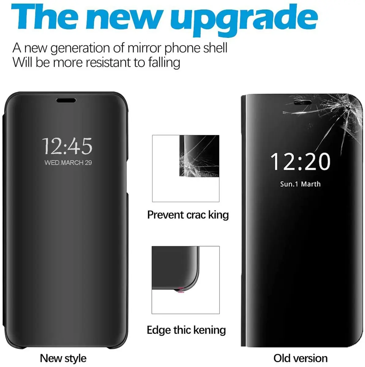 Gxmeuie Clear View Mirror Flip Case for Samsung Galaxy S24 Ultra 5G | Shockproof PU Leather with Kickstand - view 6