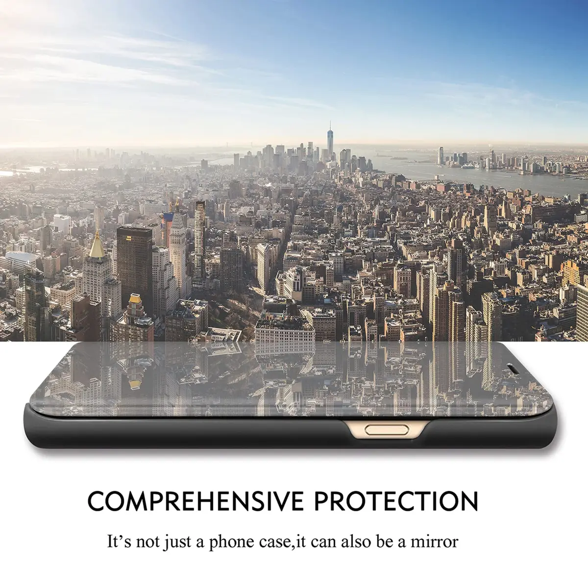 Gxmeuie Clear View Mirror Flip Case for Samsung Galaxy S24 Ultra 5G | Shockproof PU Leather with Kickstand - view 2