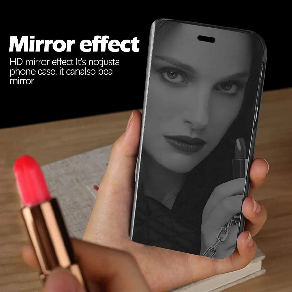 Gxmeuie Clear View Mirror Flip Case for Samsung Galaxy S24 Ultra 5G | Shockproof PU Leather with Kickstand - view 3