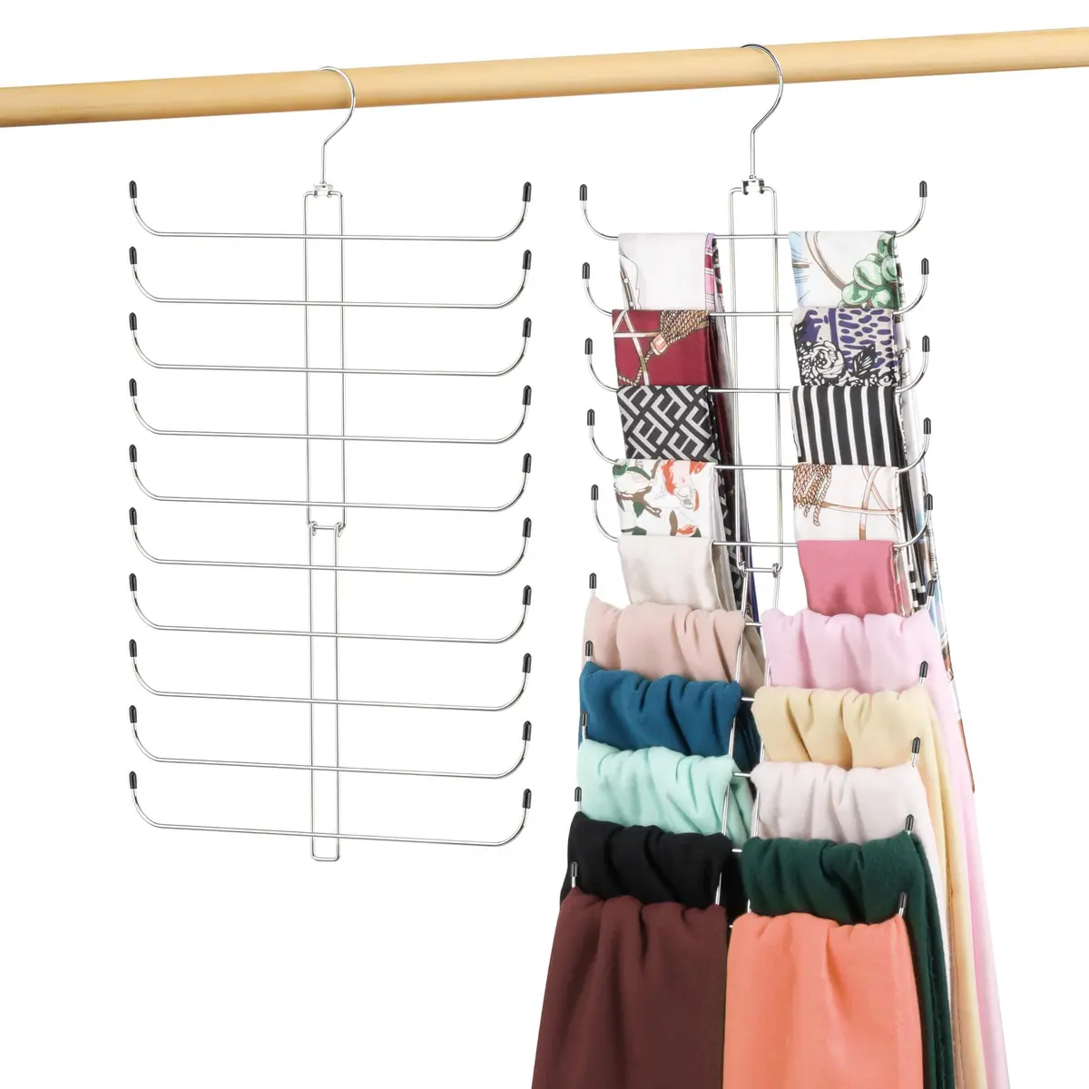OMHOMETY Metal Scarf Hanger Holds 20 Scarves | Space-Saving Closet Organizer with 10-Tier Design - main product image