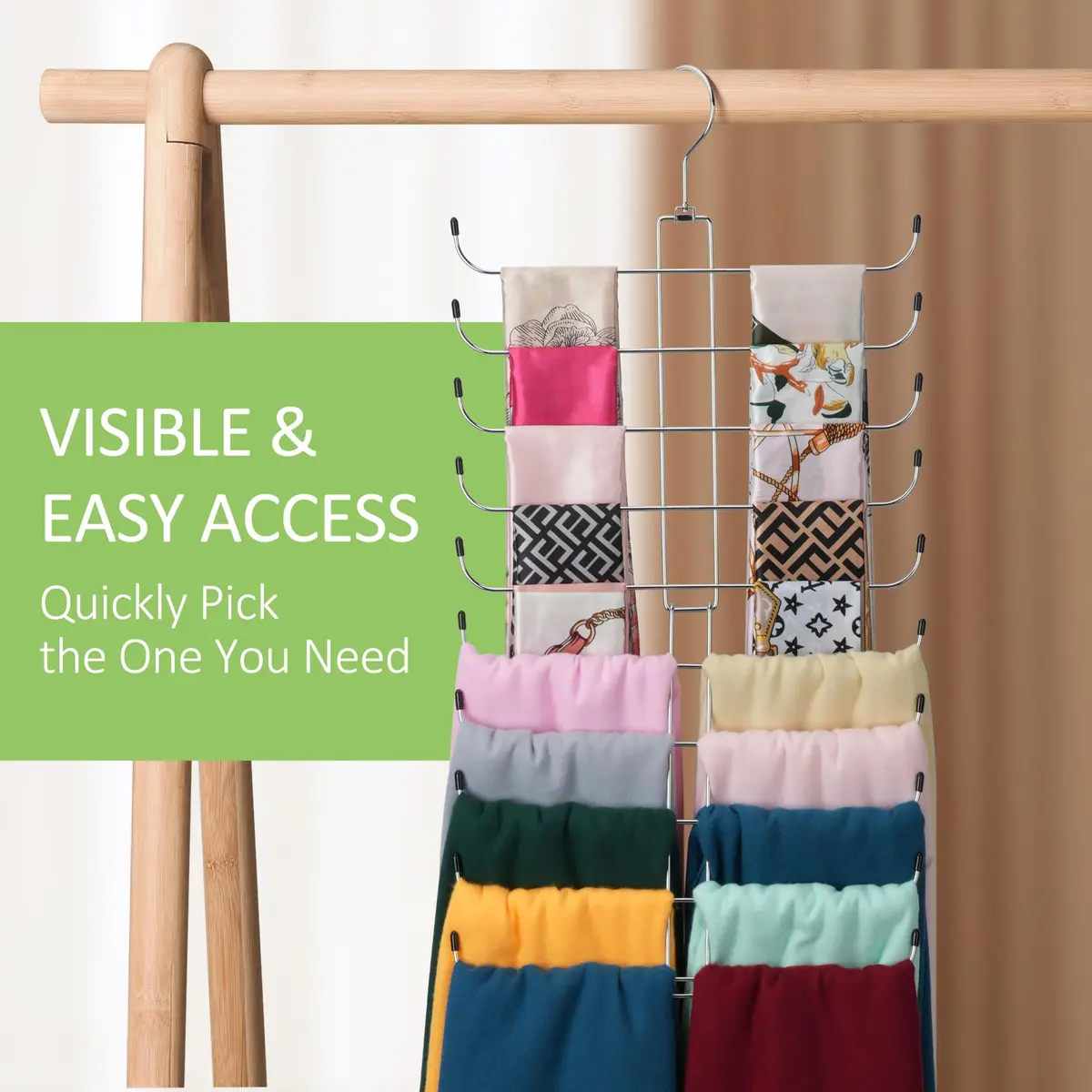 OMHOMETY Metal Scarf Hanger Holds 20 Scarves | Space-Saving Closet Organizer with 10-Tier Design - view 5