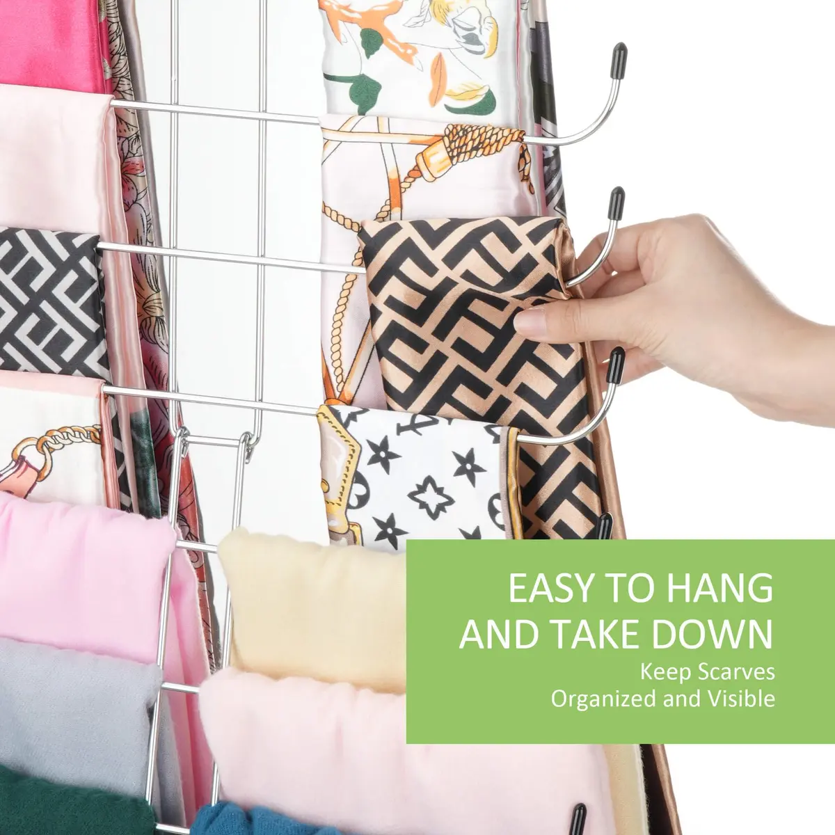 OMHOMETY Metal Scarf Hanger Holds 20 Scarves | Space-Saving Closet Organizer with 10-Tier Design - view 6