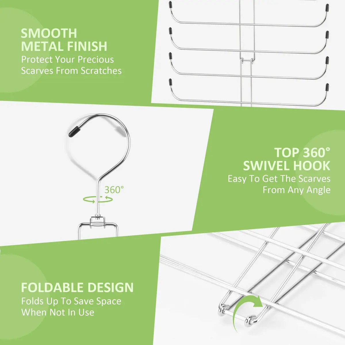 OMHOMETY Metal Scarf Hanger Holds 20 Scarves | Space-Saving Closet Organizer with 10-Tier Design - view 4