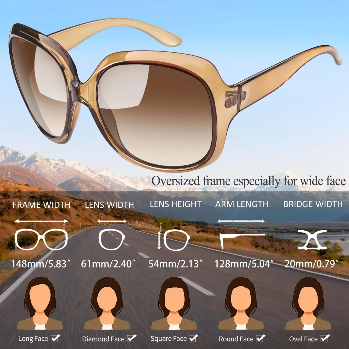 Joopin Oversized D16-Black + Brown Butterfly Sunglasses for Women | Polarized UV400 Protection - view 4