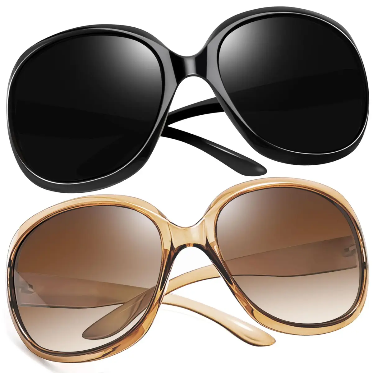 Joopin Oversized D16-Black + Brown Butterfly Sunglasses for Women | Polarized UV400 Protection - main product image