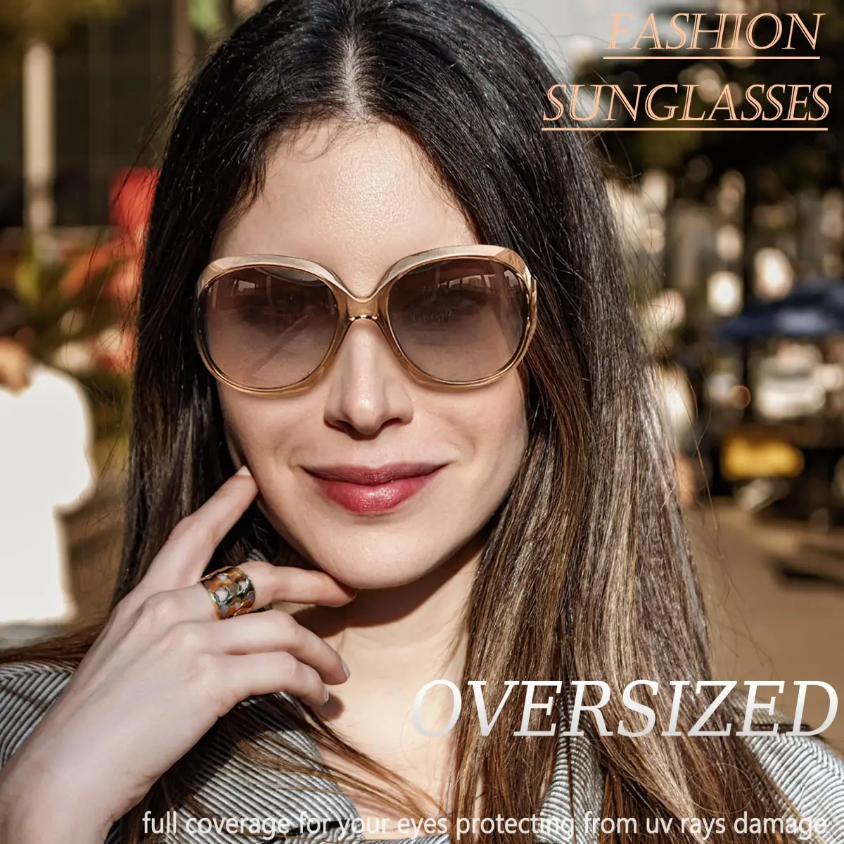 Joopin Oversized D16-Black + Brown Butterfly Sunglasses for Women | Polarized UV400 Protection - view 2