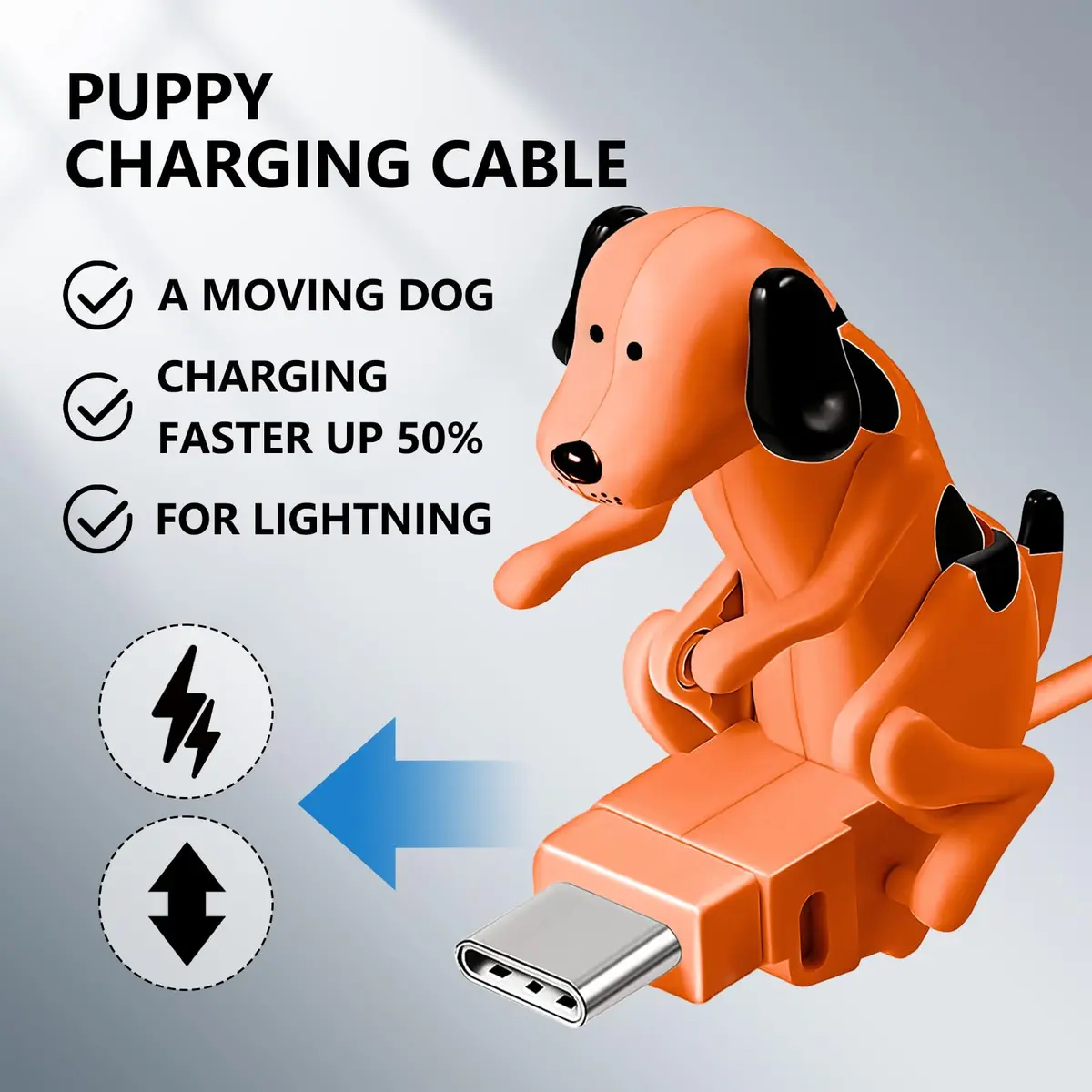 Fourmor Funny Dog Fast Charger Cable - Dog Charging Cable, Portable Stray Dog USB, Type-C & iPhone Models, 1 Pack - view 3