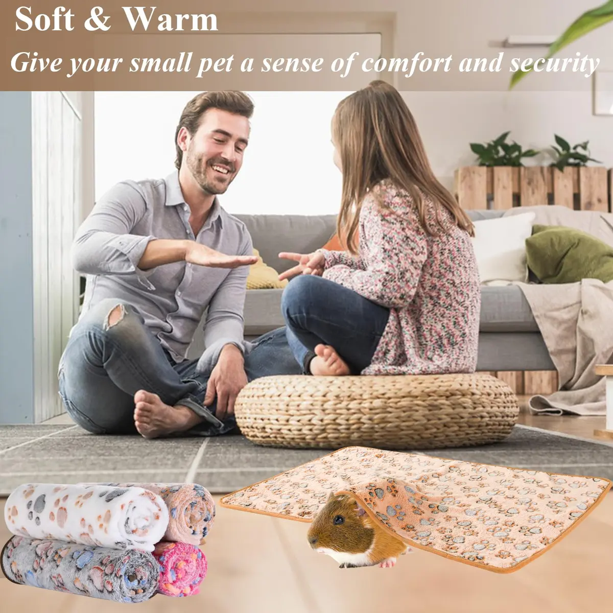 Grddaef Plush Flannel Guinea Pig Blanket 76x51cm (30x20 Inch) 4-Pack | Cozy, Washable, Waterproof Small Animal Bedding - view 4