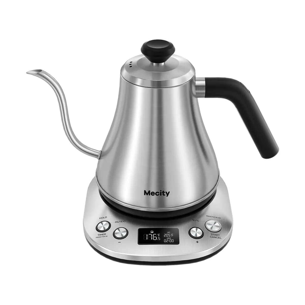 Mecity Electric Gooseneck Kettle With LCD Display Temperature Control 0.8L (0.8 Quarts) | Quick Heating 1200W for Pour Over Coffee & Tea - main product image