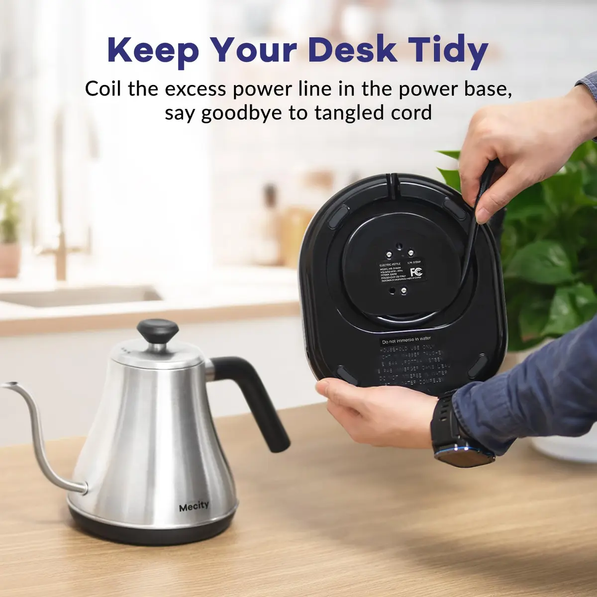 Mecity Electric Gooseneck Kettle With LCD Display Temperature Control 0.8L (0.8 Quarts) | Quick Heating 1200W for Pour Over Coffee & Tea - view 9