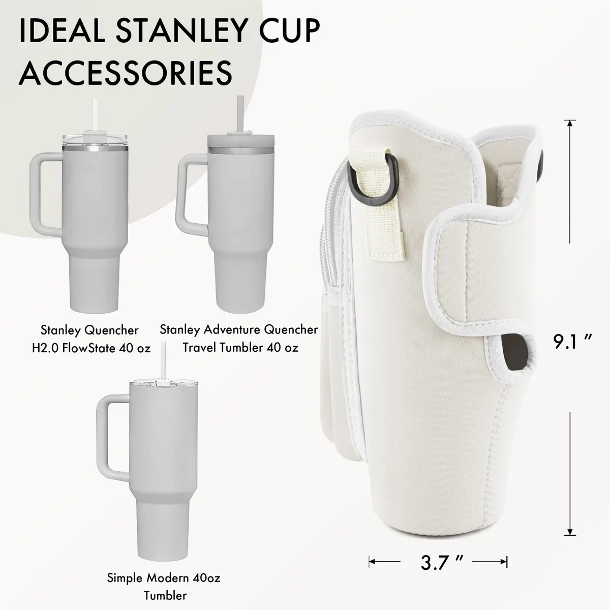 JEBEALUO Water Bottle Carrier Bag with Phone Pocket for Stanley 40 oz Tumbler | Fits Stanley Quencher H2.0 - view 3