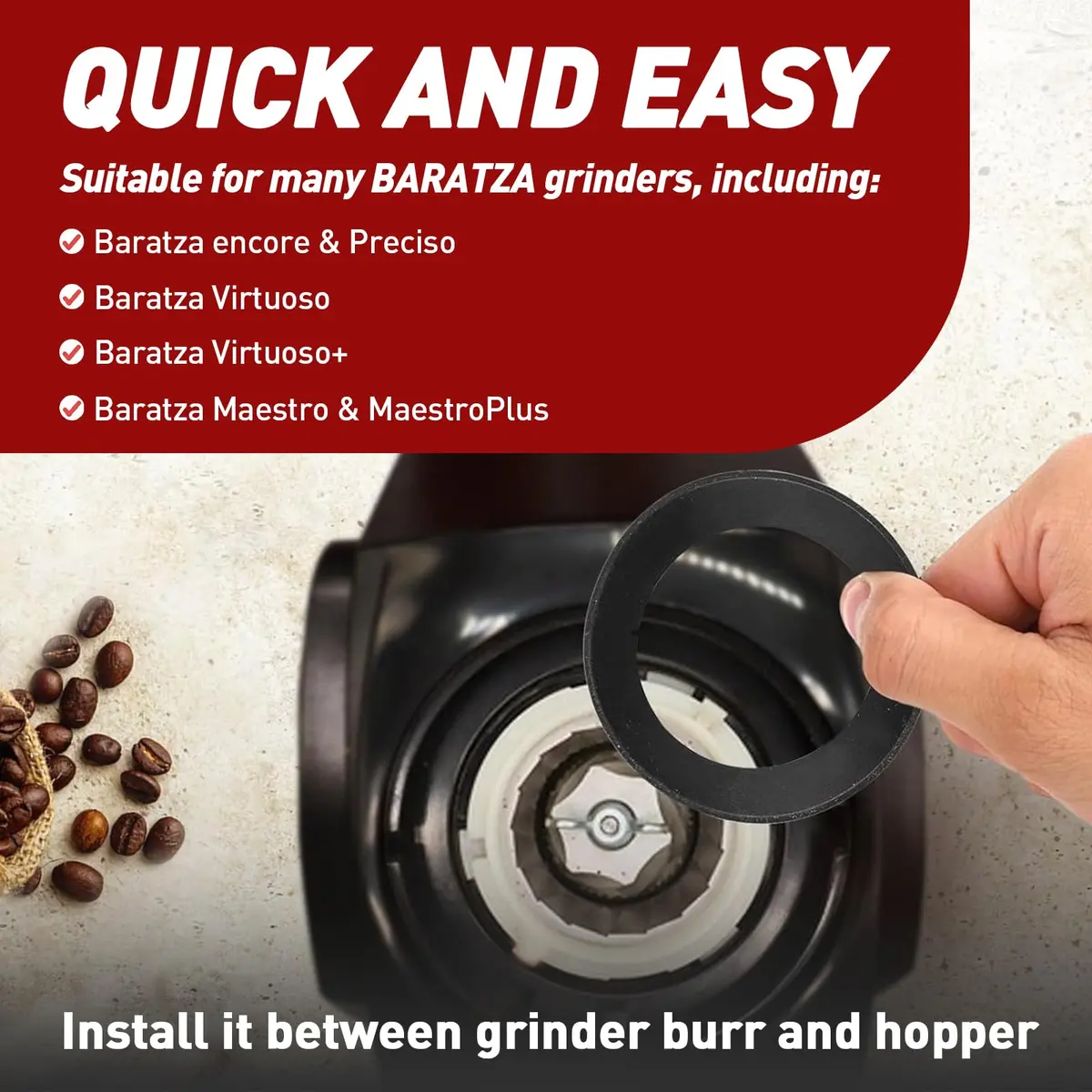 FixlyFido Silicone Gasket Replacement for Baratza Encore & Virtuoso Grinders - 3 Pcs | Prevents Ground Escapes - view 4