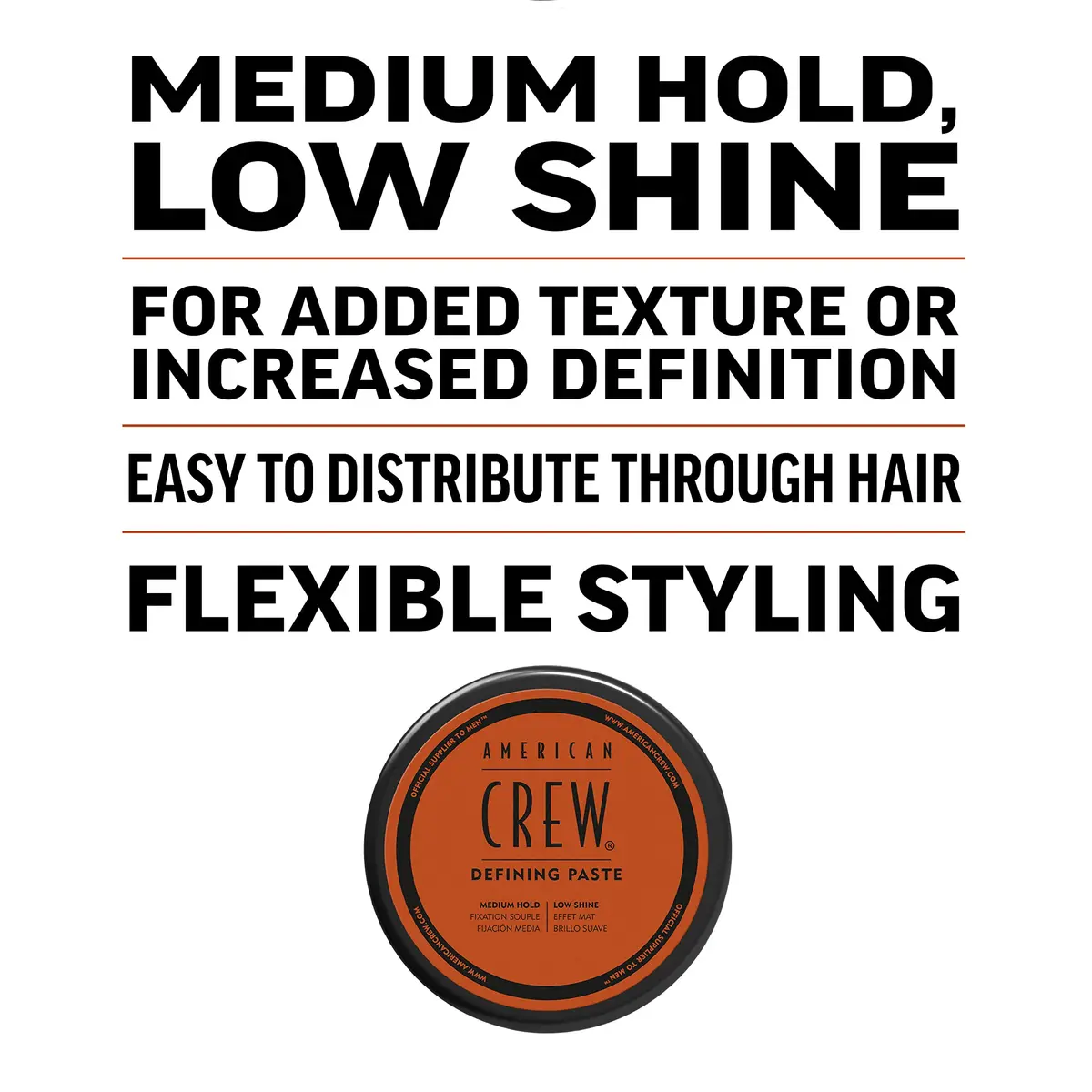 AMERICAN CREW Men's Hair Defining Paste (Old Version) 170g (6 Oz) | Medium Hold, Low Shine, Texturizing Hair Gel - view 4