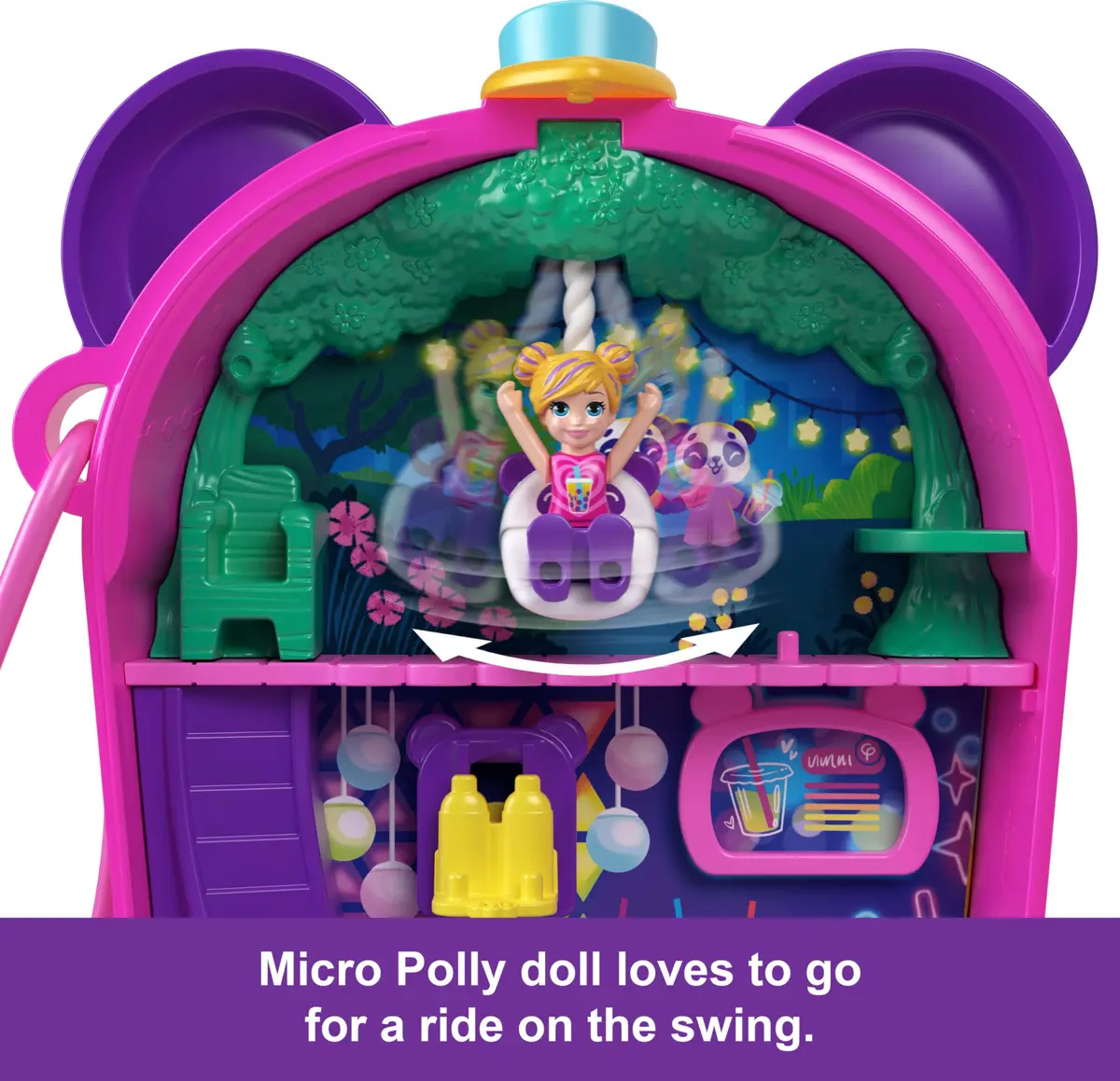 Polly Pocket Bubble Tea Panda Playset with 2 Micro Dolls & Accessories | Compact Animal Toy for Kids 4+ - view 4
