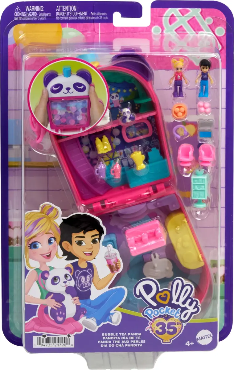 Polly Pocket Bubble Tea Panda Playset with 2 Micro Dolls & Accessories | Compact Animal Toy for Kids 4+ - view 6