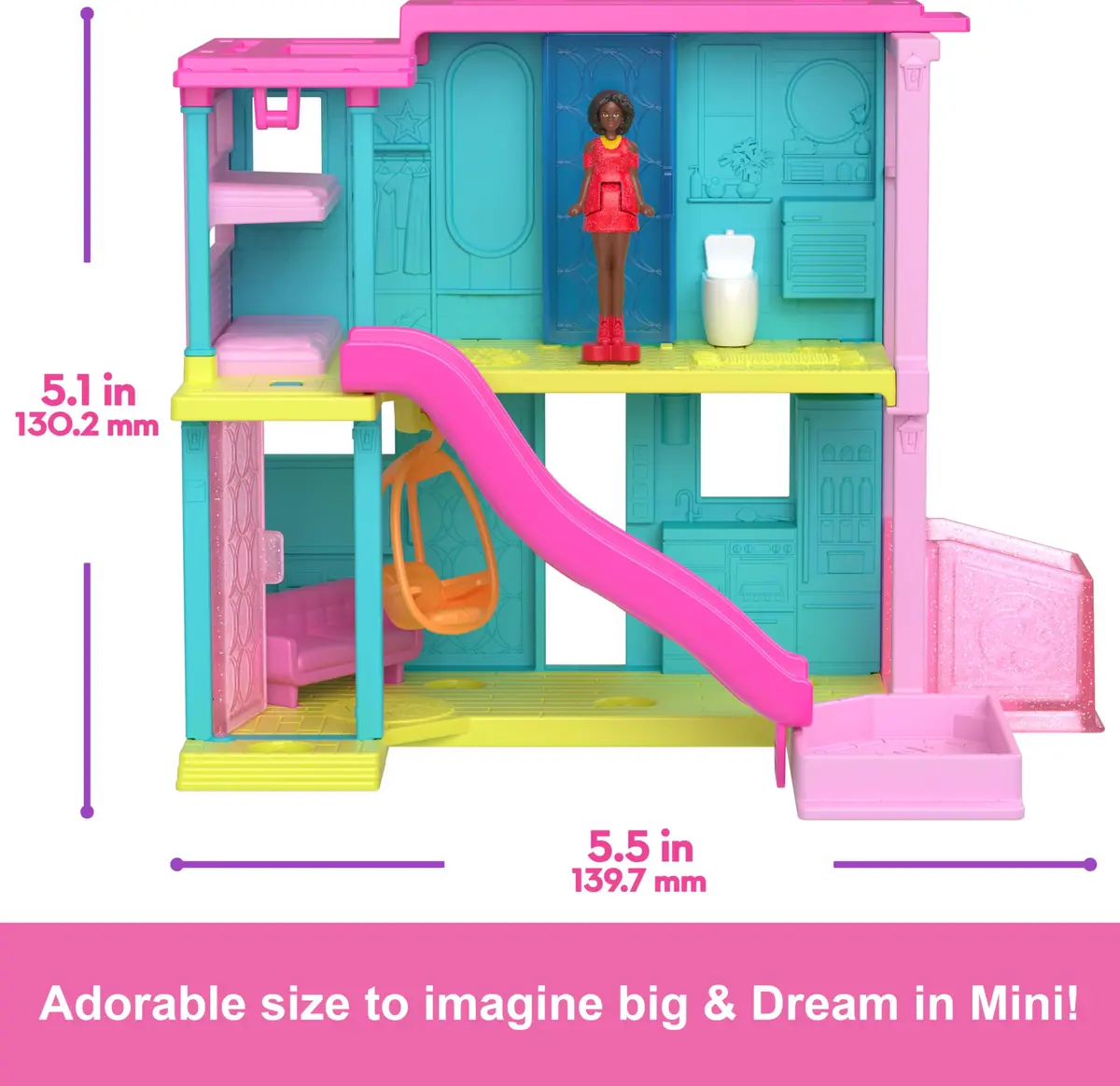 Barbie Mini BarbieLand Doll House Sets, Mini Dreamhouse with Surprise 1.5-inch Doll, Furniture & Accessories, Plus Elevator & Pool | Imaginative Play for Kids 4+ - view 5