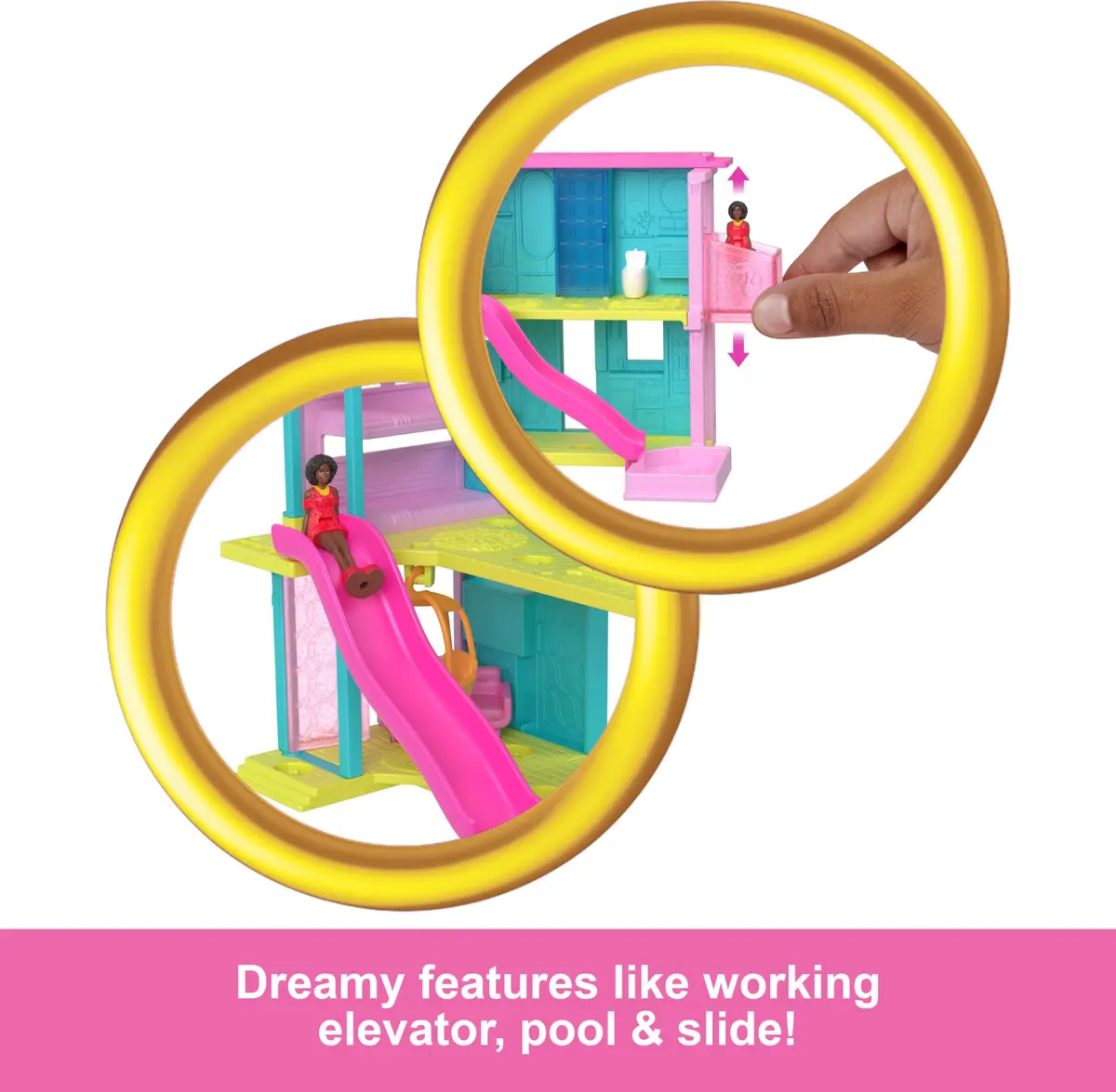 Barbie Mini BarbieLand Doll House Sets, Mini Dreamhouse with Surprise 1.5-inch Doll, Furniture & Accessories, Plus Elevator & Pool | Imaginative Play for Kids 4+ - view 3