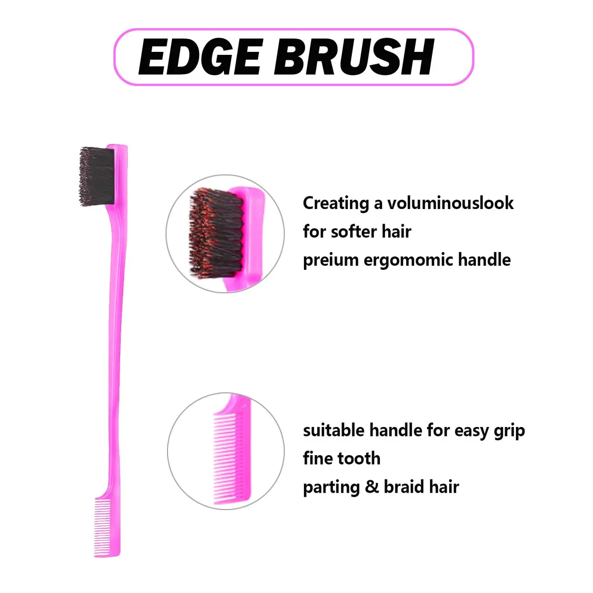 DAN Technology Hair Styling Kit - Hot Comb, Edge Brush, Rat Tail Comb, Bristle Brush for Lace Front Wigs and Black Hair | Healthy, Fast & Long-Lasting (100-450°F) - view 6