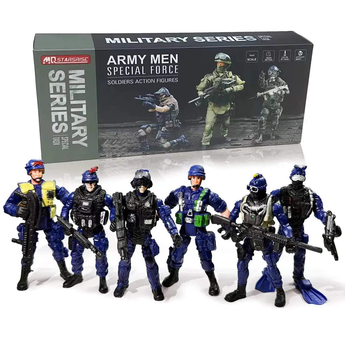 MQSTARSRISE Army Men Action Figures, Soldiers Toy for Boys Age 4-7 | Detachable, Realistic & Educational Playset - main product image