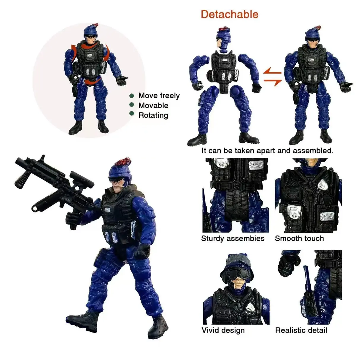 MQSTARSRISE Army Men Action Figures, Soldiers Toy for Boys Age 4-7 | Detachable, Realistic & Educational Playset - view 3