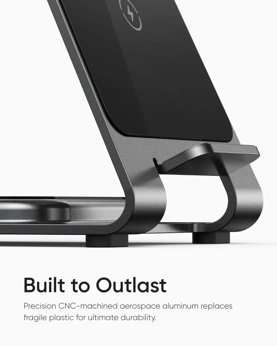 Intoval Aluminum 3 in 1 Wireless Charging Station for iPhone 17 16 15 14 13 12 11 Pro Max XR, Wireless Charger for Apple Watch 11 10 9 8 7 Ultra SE 3 2, Phone Charger for AirPods 4 Pro 2 3 (Silver) - view 3