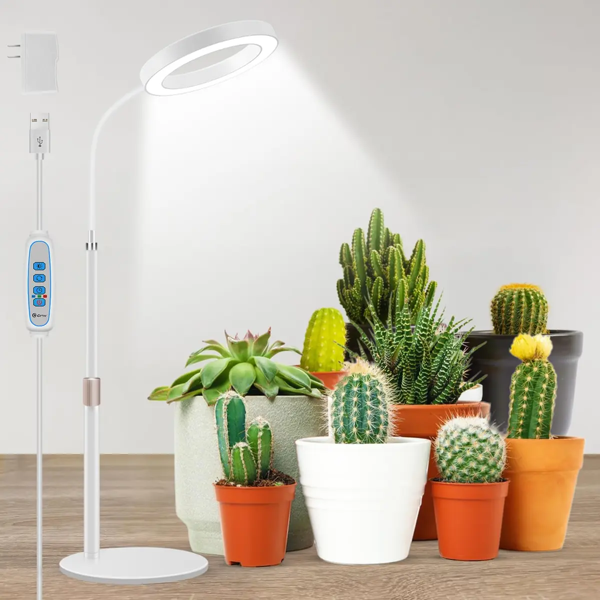 Aumtrly Full Spectrum LED Desk Grow Light with Metal Base, 20W | Adjustable Height & Gooseneck for Indoor Plants - main product image