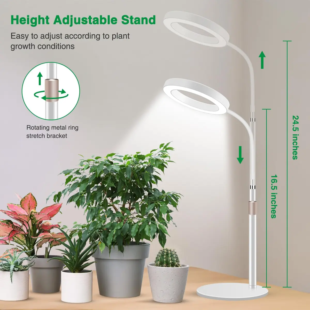 Aumtrly Full Spectrum LED Desk Grow Light with Metal Base, 20W | Adjustable Height & Gooseneck for Indoor Plants - view 2