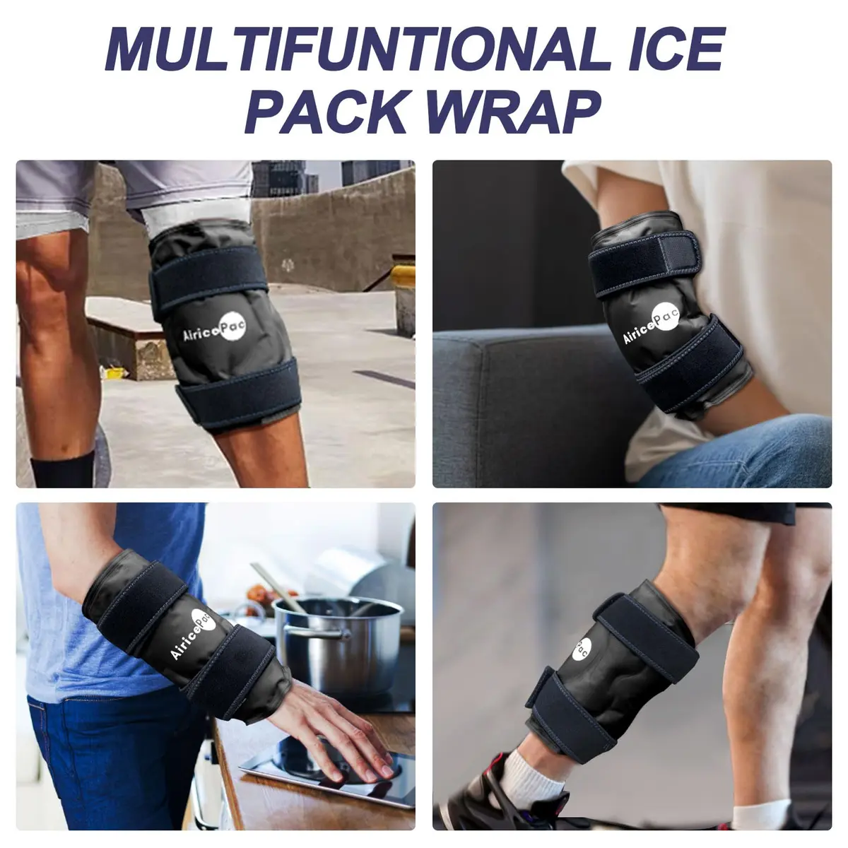 AiricePac Knee Ice Pack for Pain Relief, Reusable Gel Ice Wrap 21.9cm (8.66in) | Cold Compress Therapy for Arthritis, Swelling, Injuries - view 5