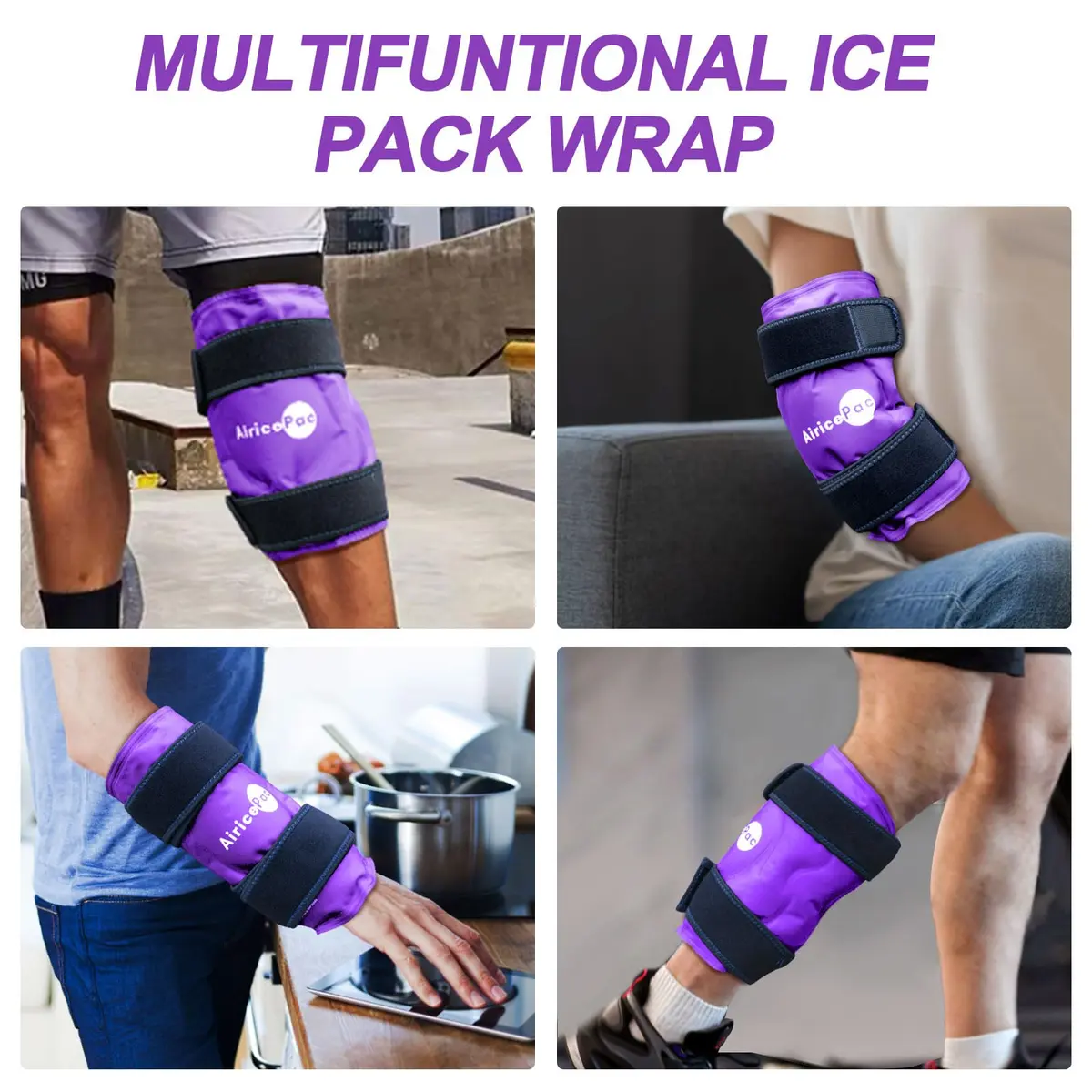AiricePac Purple Gel Ice Pack for Knee Pain Relief 2 Count | Reusable Cold Compress Therapy for Injuries - view 5