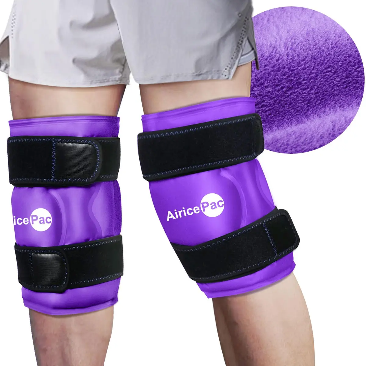AiricePac Purple Gel Ice Pack for Knee Pain Relief 2 Count | Reusable Cold Compress Therapy for Injuries - main product image