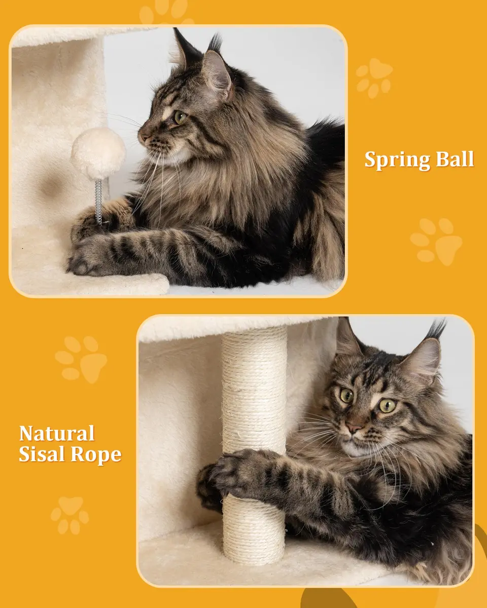 Aechonow Cat Tree Tower for Large Cats | Spacious Perch & Condo, Senior-Friendly, Sisal Scratching Surface - view 5