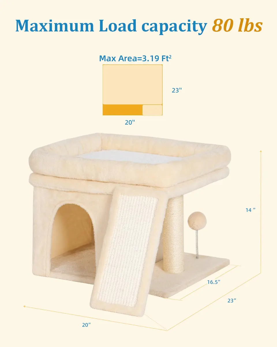 Aechonow Cat Tree Tower for Large Cats | Spacious Perch & Condo, Senior-Friendly, Sisal Scratching Surface - view 6