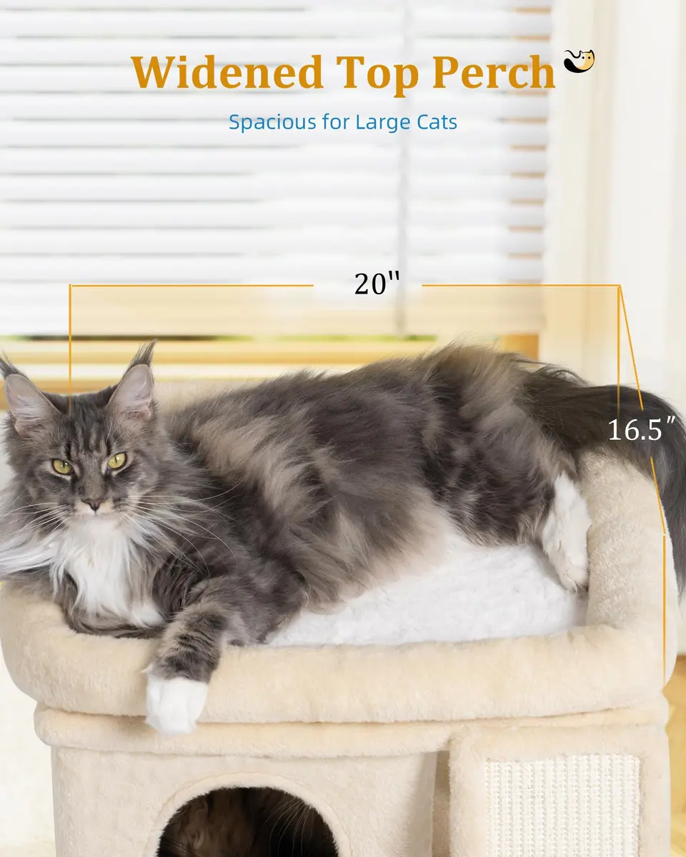 Aechonow Cat Tree Tower for Large Cats | Spacious Perch & Condo, Senior-Friendly, Sisal Scratching Surface - view 3