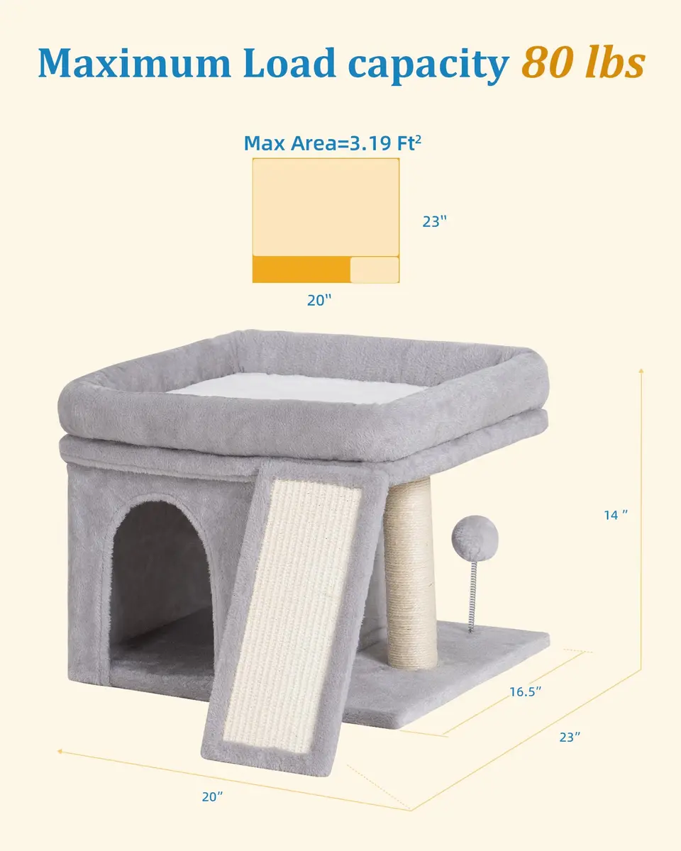 Aechonow Cat Tree Tower for Large Cats | Spacious Perch & Condo, Senior-Friendly, Sisal Scratching Surface - view 4