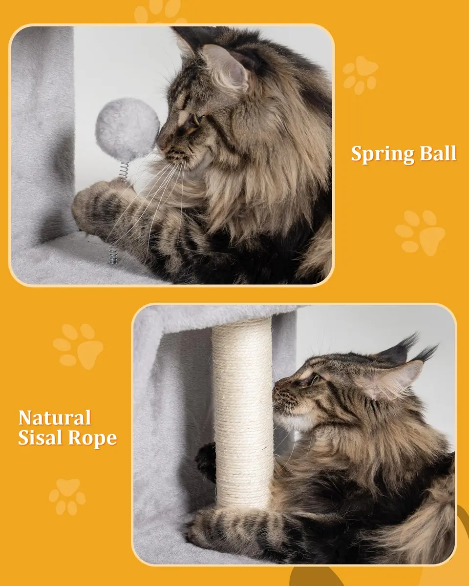 Aechonow Cat Tree Tower for Large Cats | Spacious Perch & Condo, Senior-Friendly, Sisal Scratching Surface - view 6