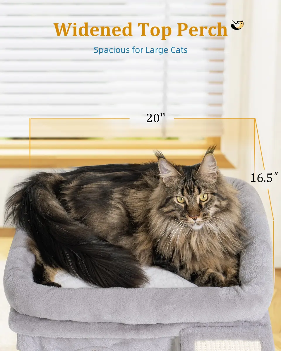 Aechonow Cat Tree Tower for Large Cats | Spacious Perch & Condo, Senior-Friendly, Sisal Scratching Surface - view 3