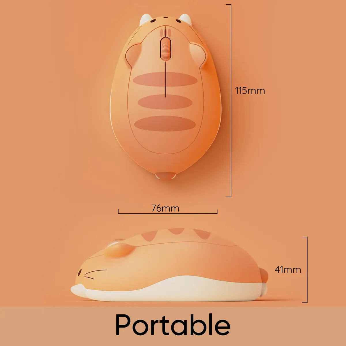 Akko Orange KATE Wireless Gaming Mouse Tri-Mode BT3.0/BT5.0/2.4G Cute Optical Cordless Cartoon Mice for Computer/Laptop/Desktop/PC, Compatible with Mac/Win - view 5