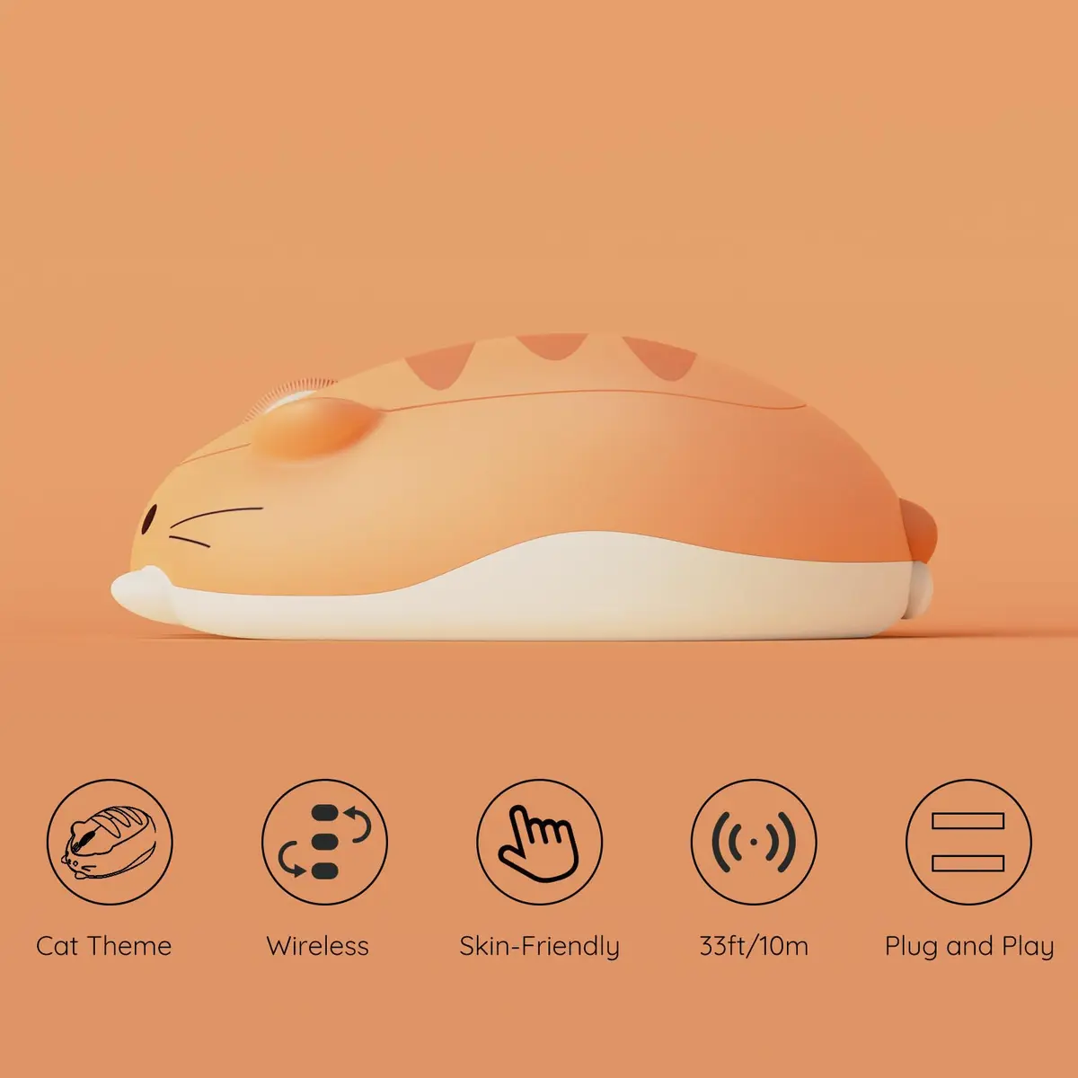 Akko Orange KATE Wireless Gaming Mouse Tri-Mode BT3.0/BT5.0/2.4G Cute Optical Cordless Cartoon Mice for Computer/Laptop/Desktop/PC, Compatible with Mac/Win - view 8