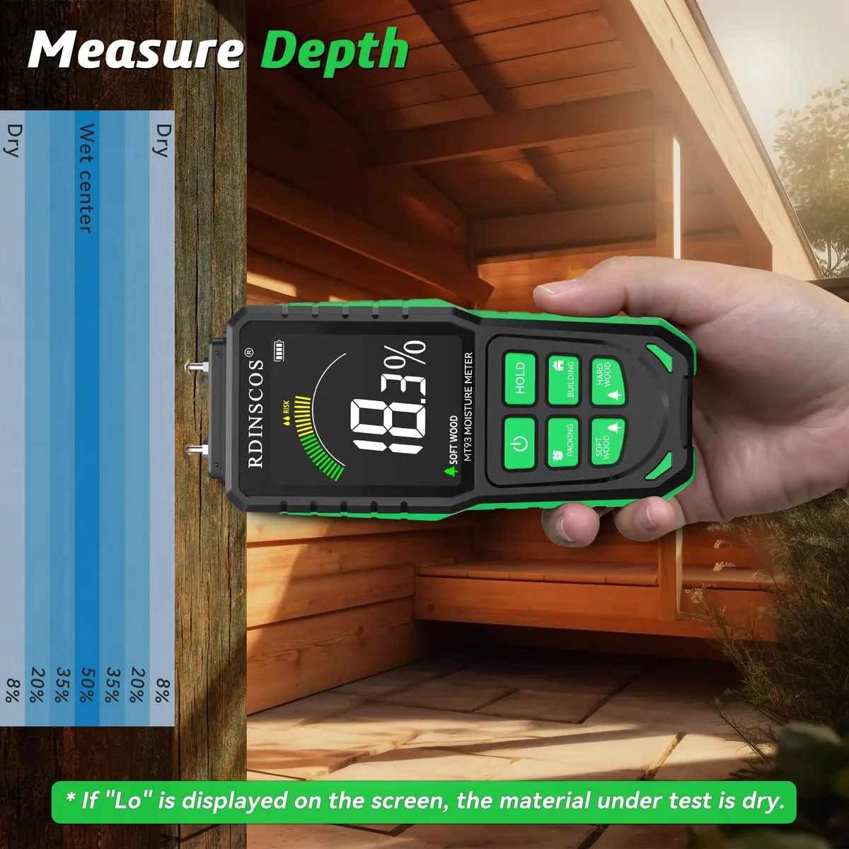 RDINSCOS MT93 Wood Moisture Meter Rechargeable Detector | Pin Type for Wood, Drywall, Firewood - view 7