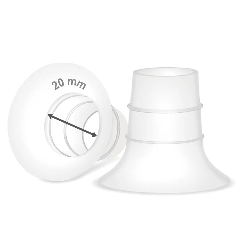 Maymom 20mm Flange Inserts for Elvie & Medela Pumps | BPA-Free Silicone (2-Pack, Semi-Clear Short) - main product image
