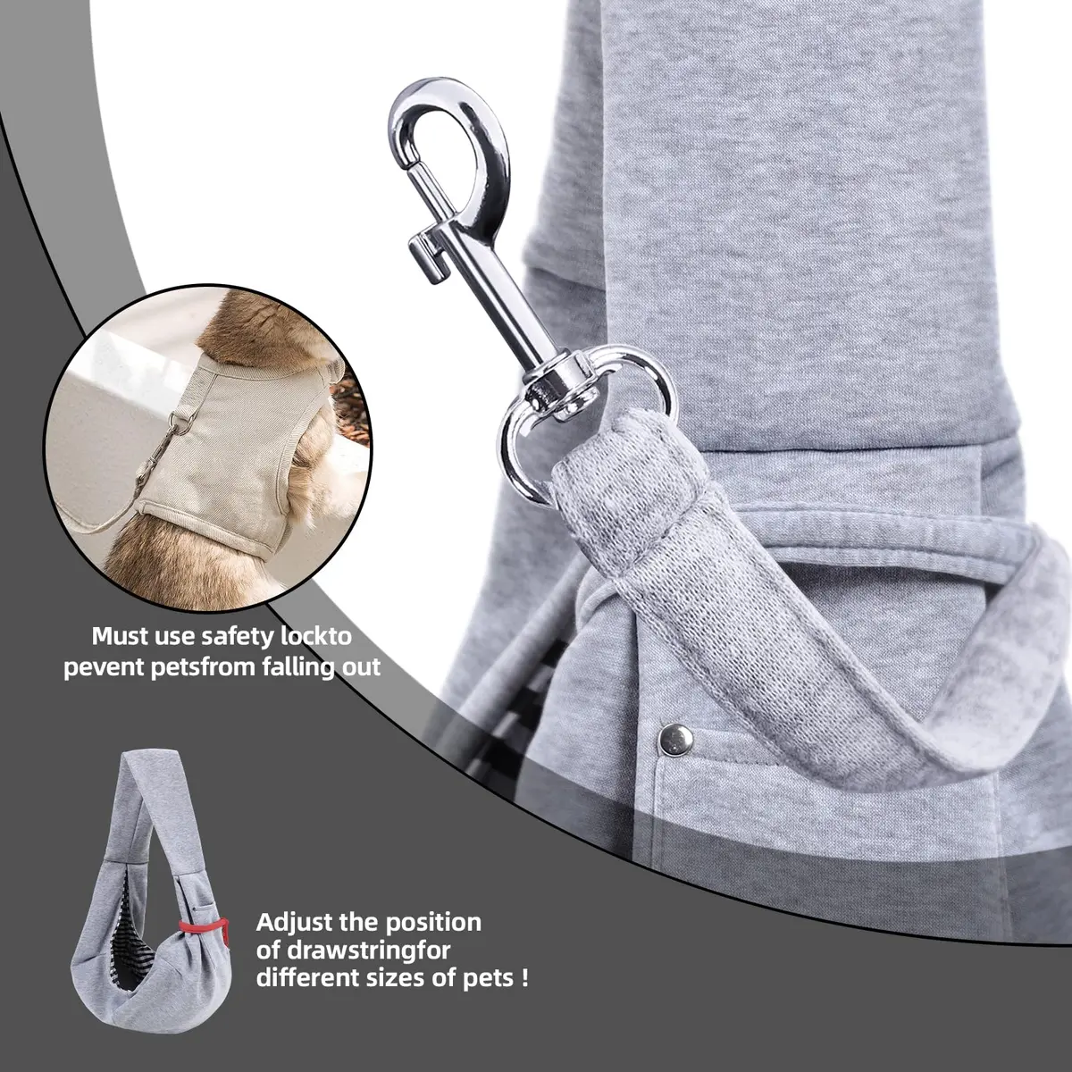 ARZQUT Dog and Cats Carrier Sling, Small Pet Carrier with Storage Pocket | Reversible, Hand-Free, Portable (21x12 inches) - view 6