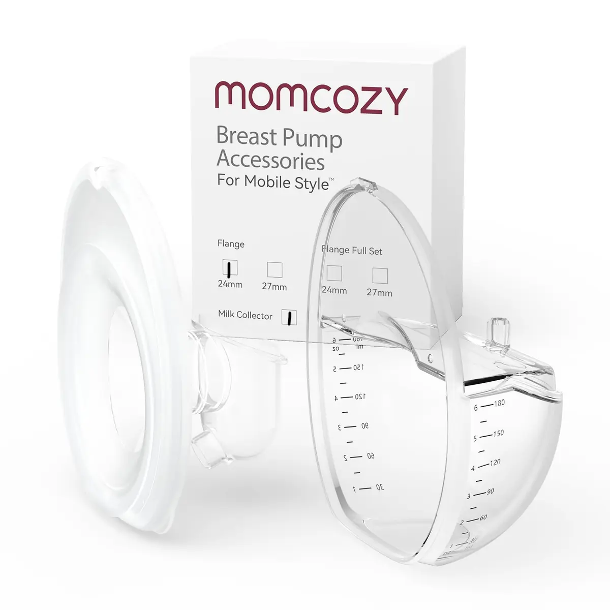 Momcozy M6 Breast Pump Accessories 24mm Flange & Milk Collector | BPA-Free Silicone, Original USA Import - main product image