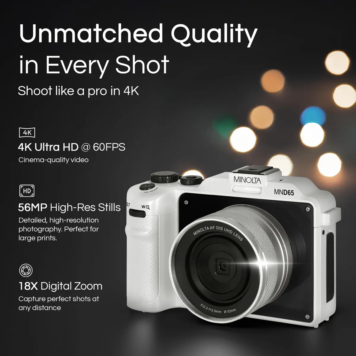 Minolta MND65 56MP Camera with Dual-Lens Selfie | 4K Video & 18X Zoom - view 2