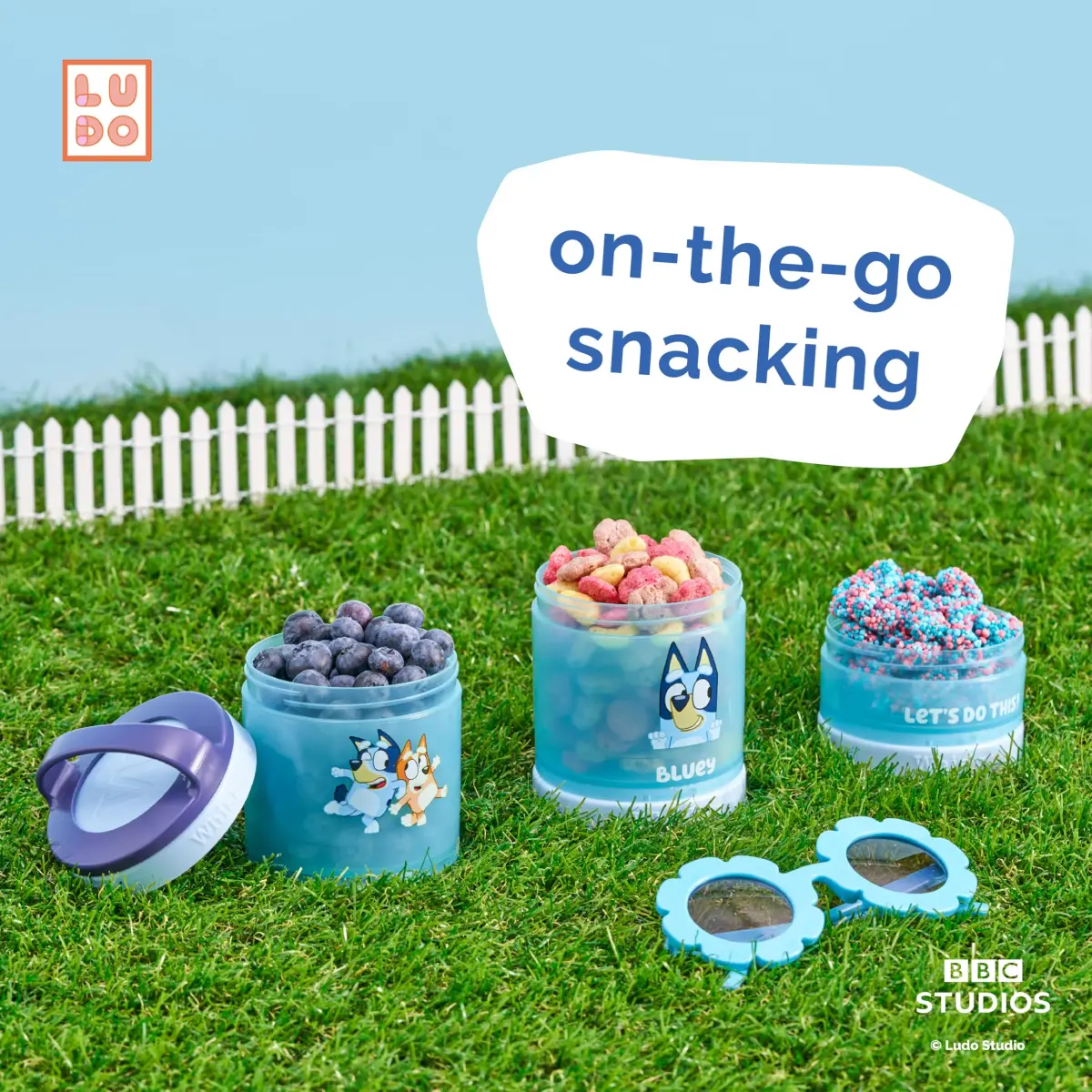 Whiskware Bluey Snack Containers, 3 Stackable Snack Cups (1/3 Cup, 1 Cup, 1 Cup) | Durable & Mess-Free for Kids - view 5