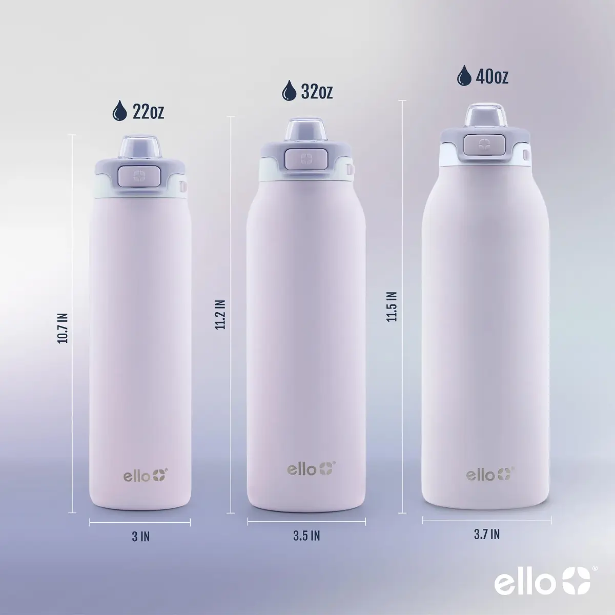Ello Pop & Fill 650ml (22oz) Stainless Steel Water Bottle with Straw Lid | Aurora - view 5