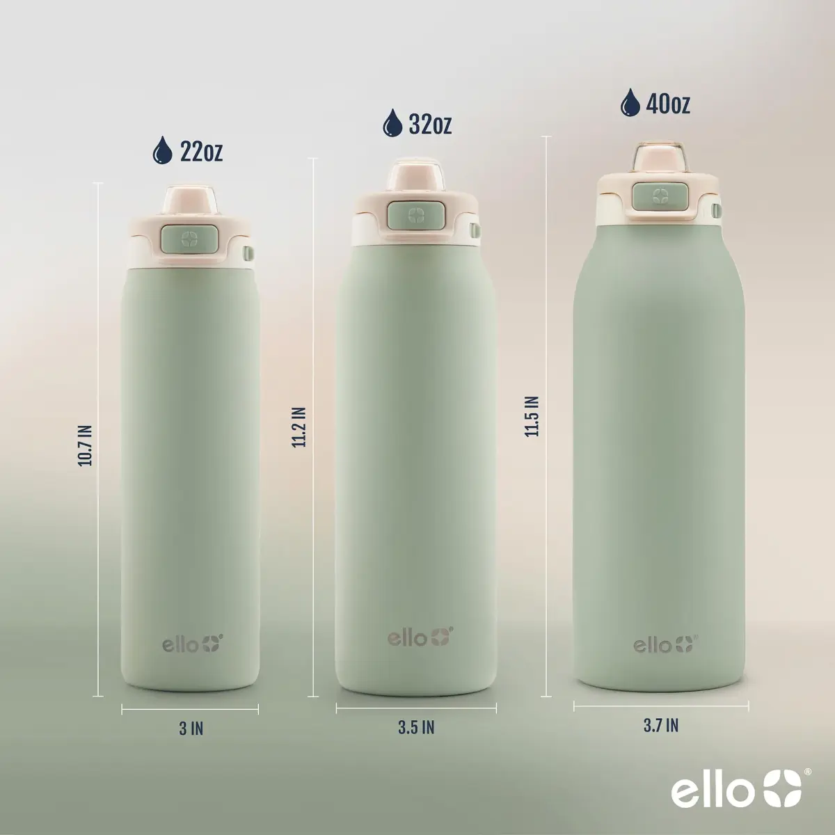 Ello Pop & Fill Insulated Stainless Steel Water Bottle 650ml (22oz) | Sip or Chug, Pistachio - view 5