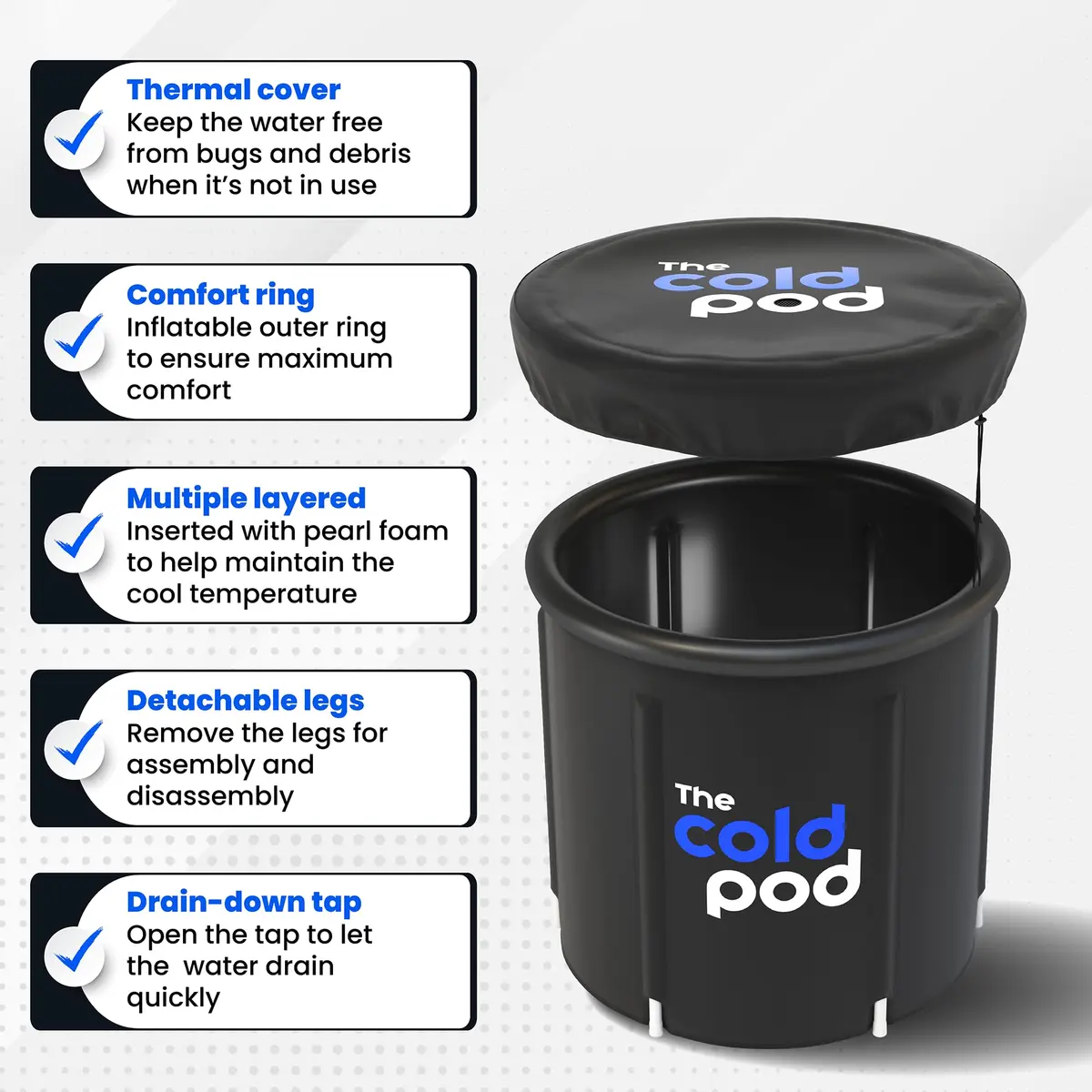 The Cold Pod Ice Bath Tub for Athletes 88 Gallons | Cold Water Recovery Pool with Cover - view 5