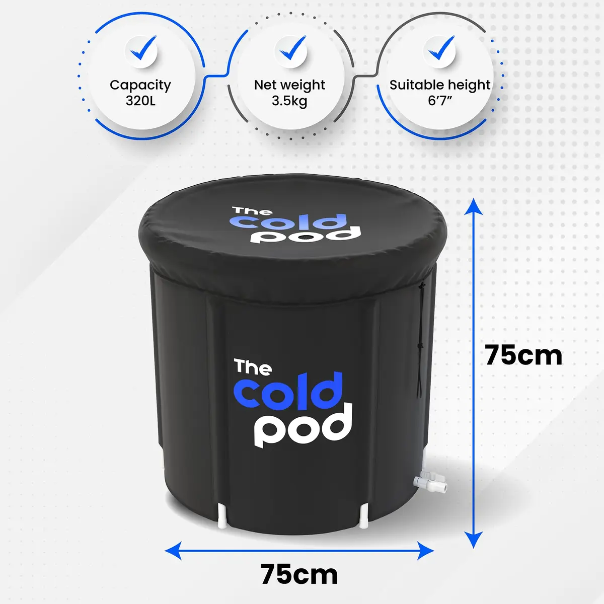 The Cold Pod Ice Bath Tub for Athletes 88 Gallons | Cold Water Recovery Pool with Cover - view 6