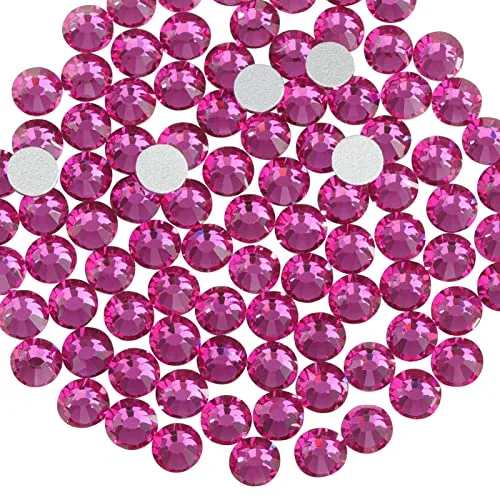 BEADSLAND Flat Back Crystal Rhinestones Round Gems SS34 (7.1-7.3mm, 288pcs) Fuchsia | Add Sparkle to Your Crafts - main product image