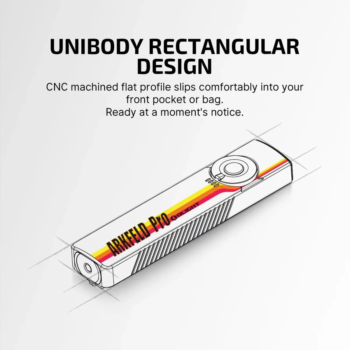 OLIGHT Arkfeld Pro Rechargeable EDC Flat Flashlight, Racing Stripes CW | 1300 Lumens White, UV, Green Beam - view 6